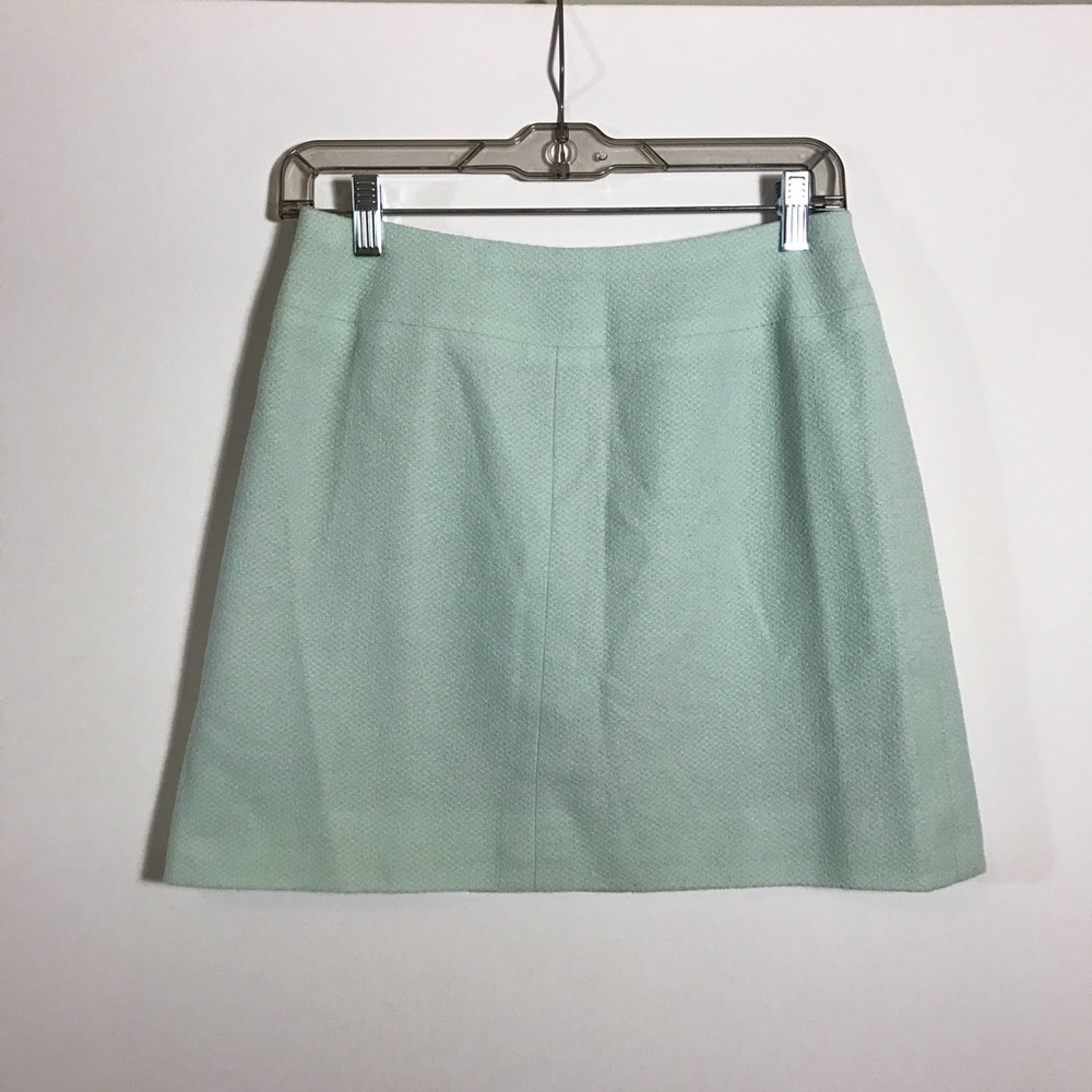 Chanel Vintage A Line Mini Wool Skirt Blue